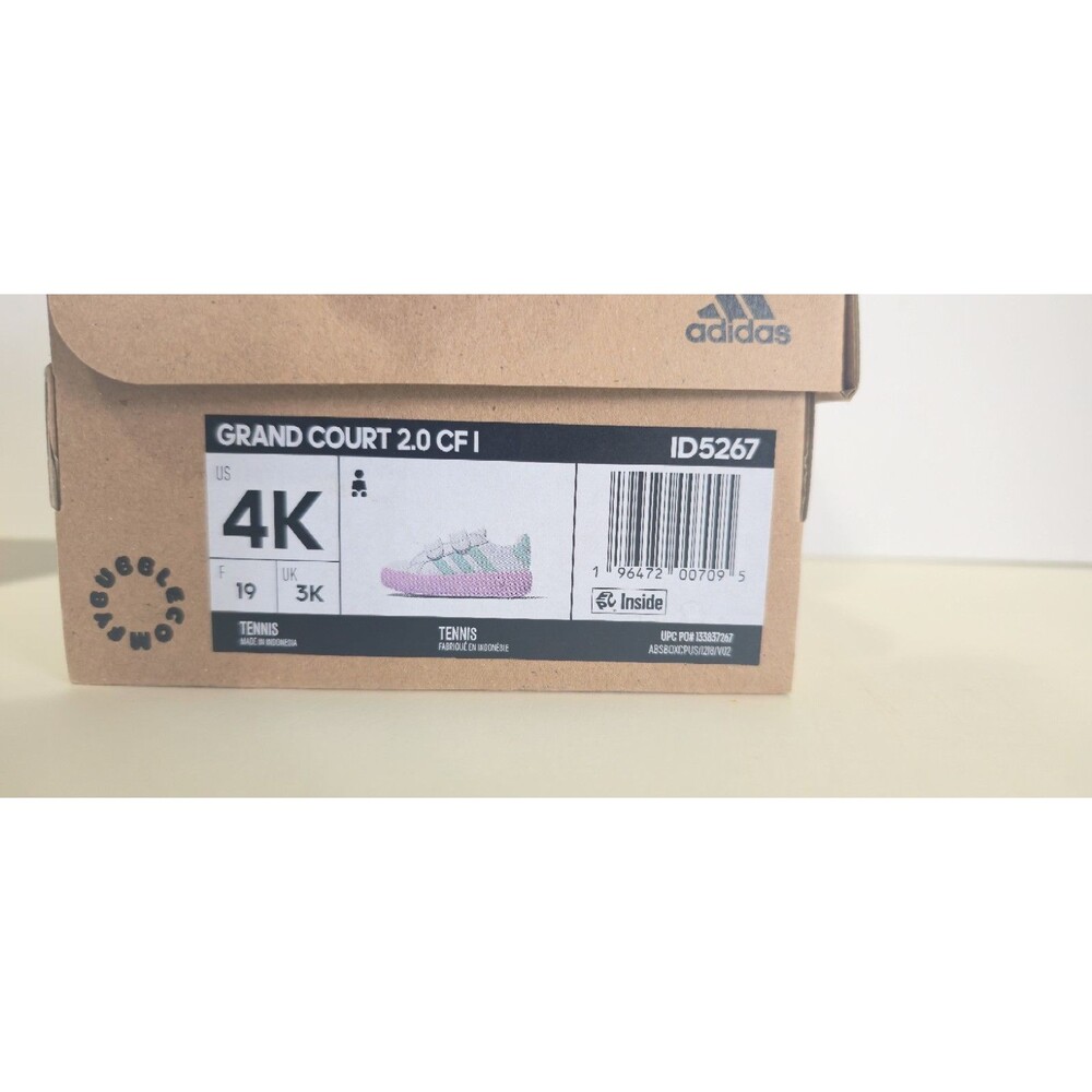 Adidas Grand Court 2.0 Girls Infant Shoes Size 4K White Turquoise Purple - Picture 11 of 11